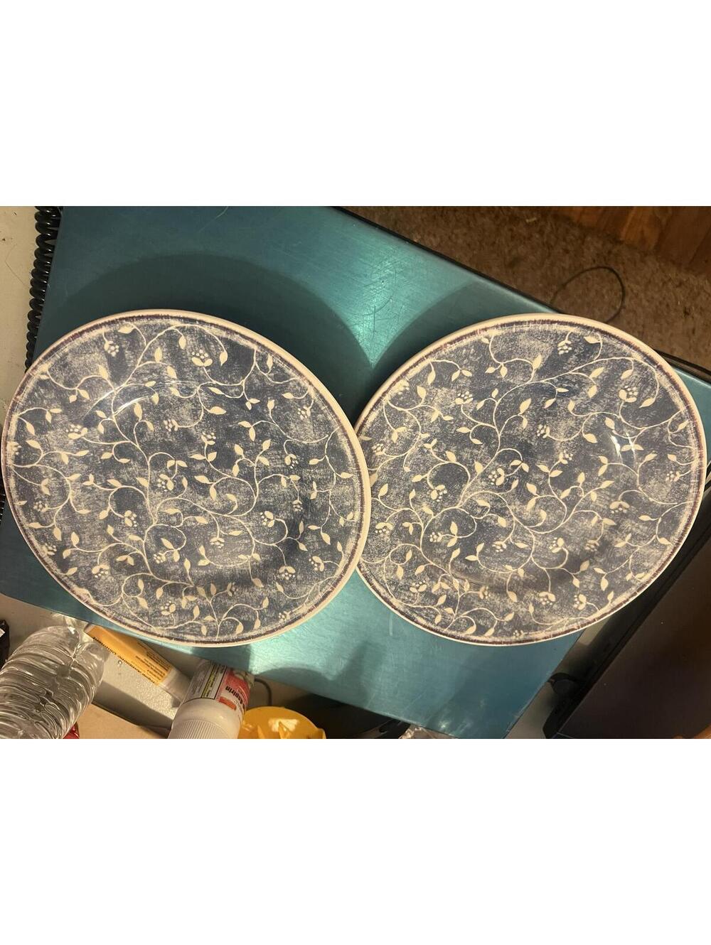 Pier 1 Blue and White Floral Patterned Plates - Set of 2